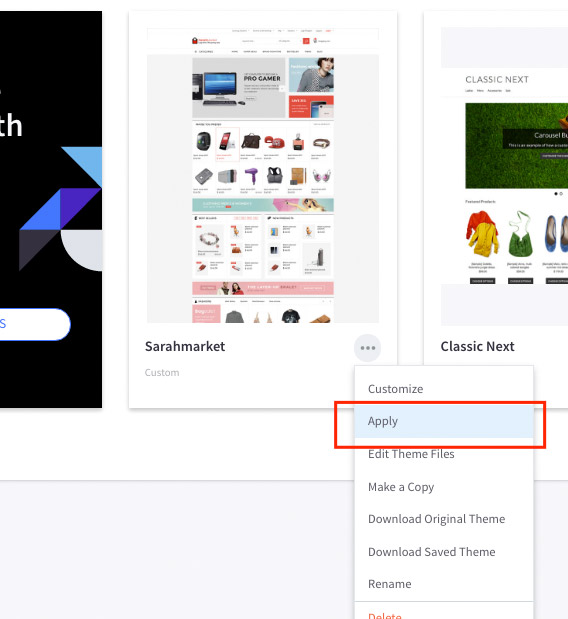 Apply BigCommerce theme