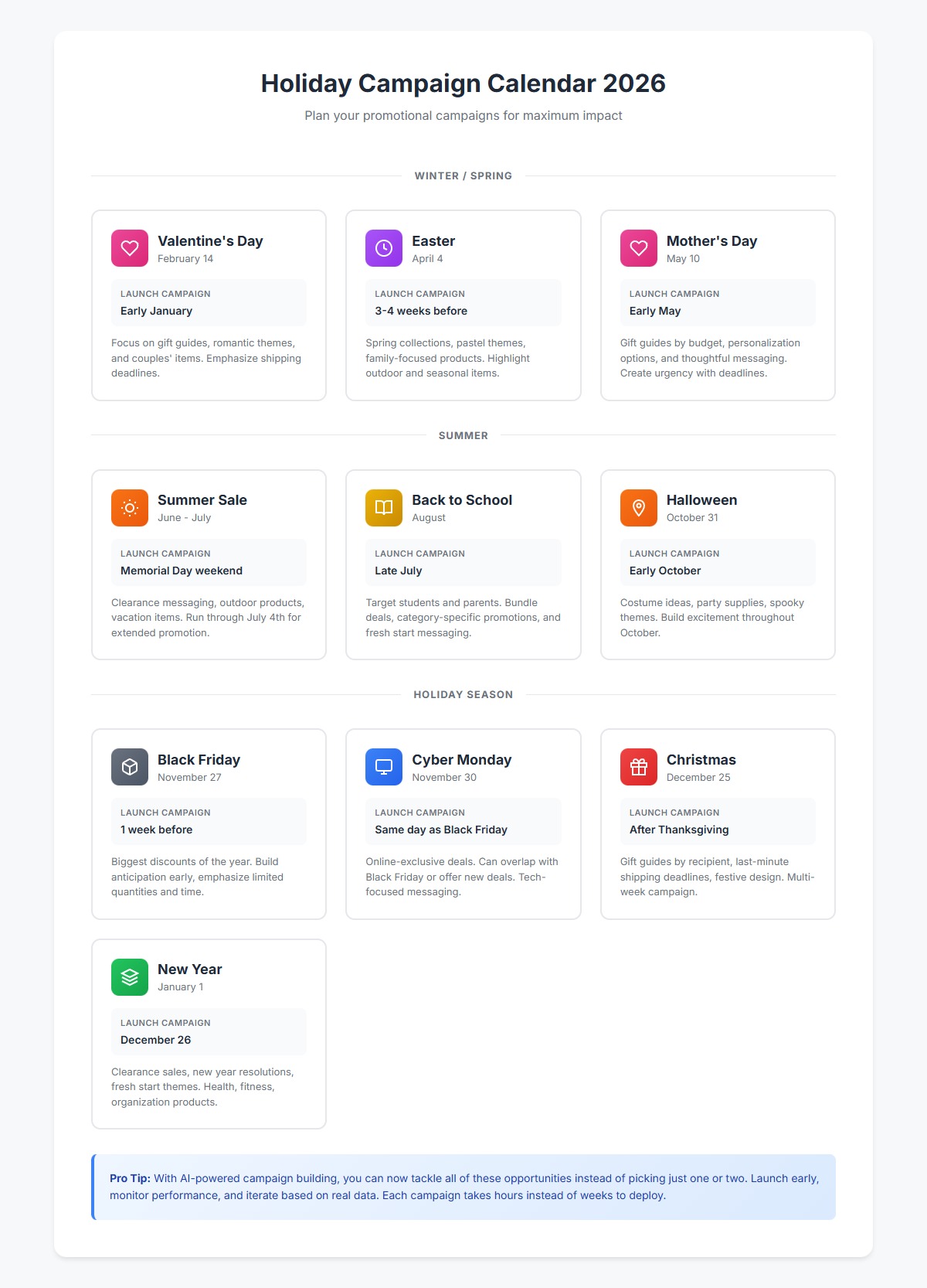 Holiday Campaign Calendar