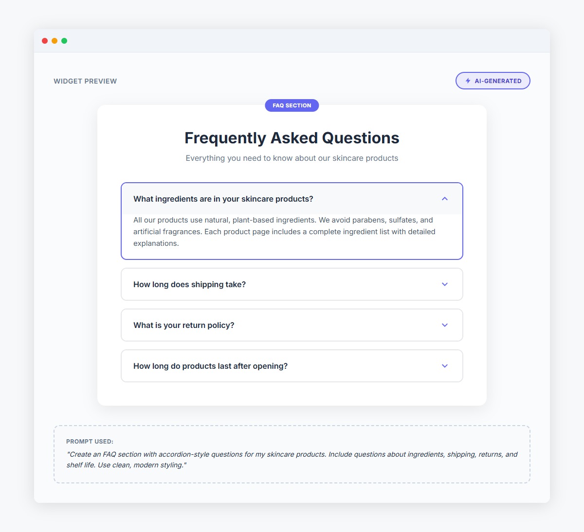 FAQ Section DIY Demo