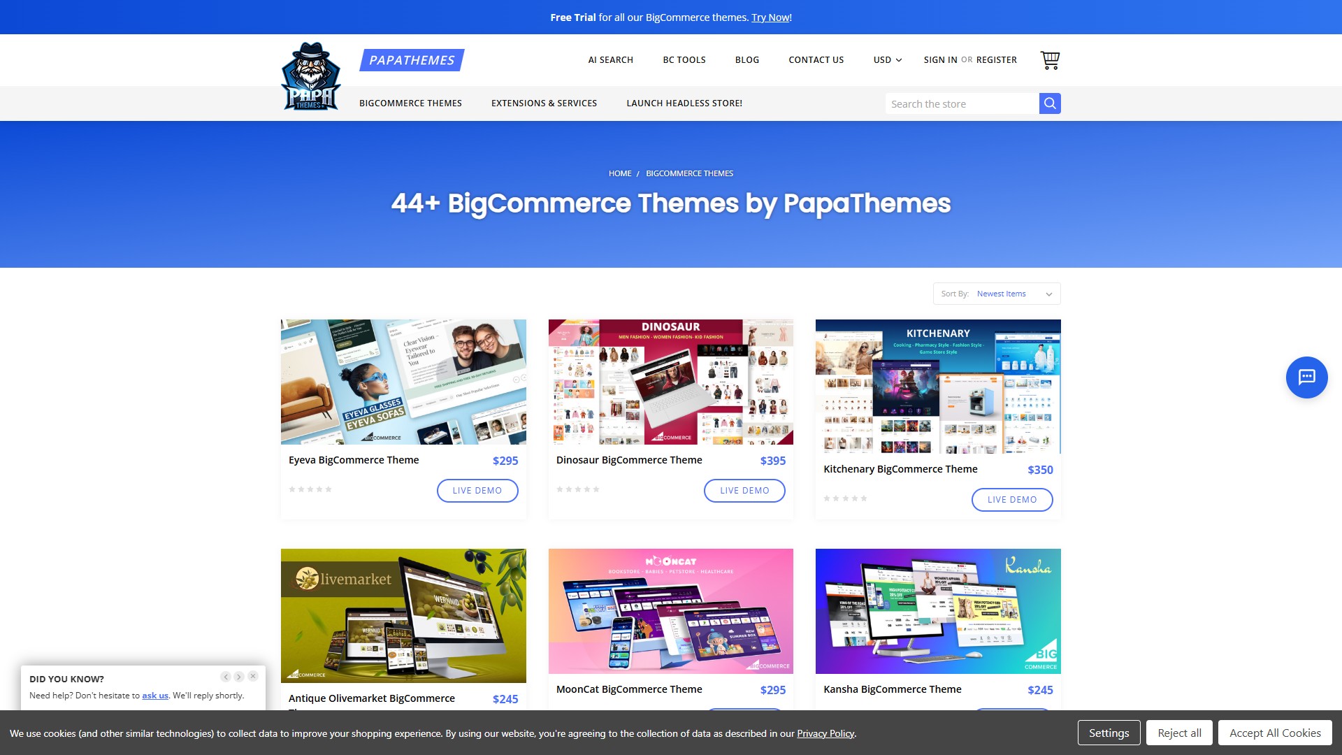 Browse PapaThemes catalog of AI-ready BigCommerce themes