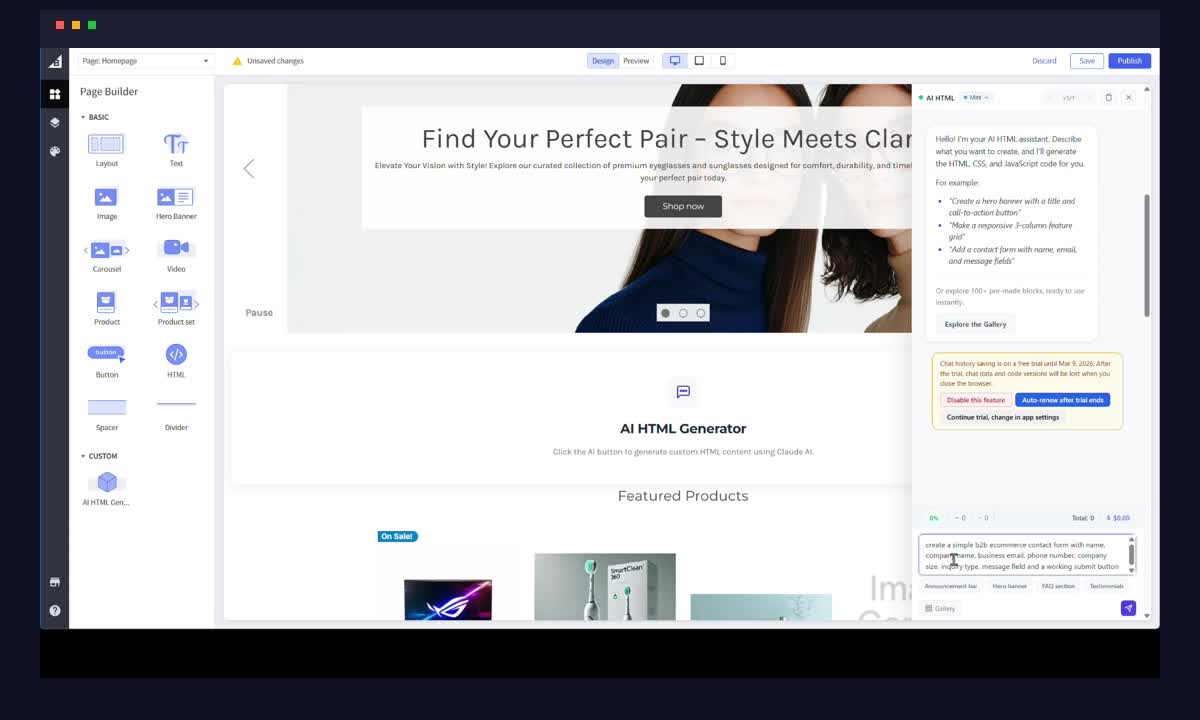 Step 2: Tell the AI what form you need using natural language and select the Mini model