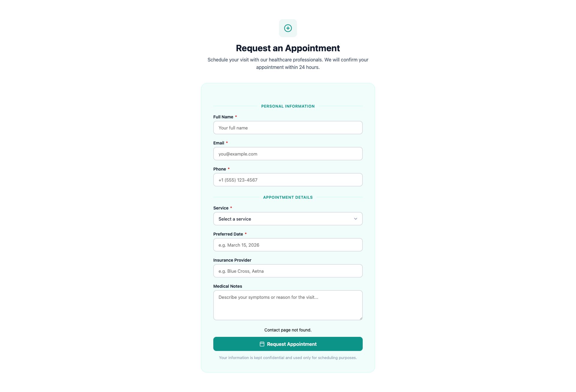 Healthcare Appointment Request Form Template