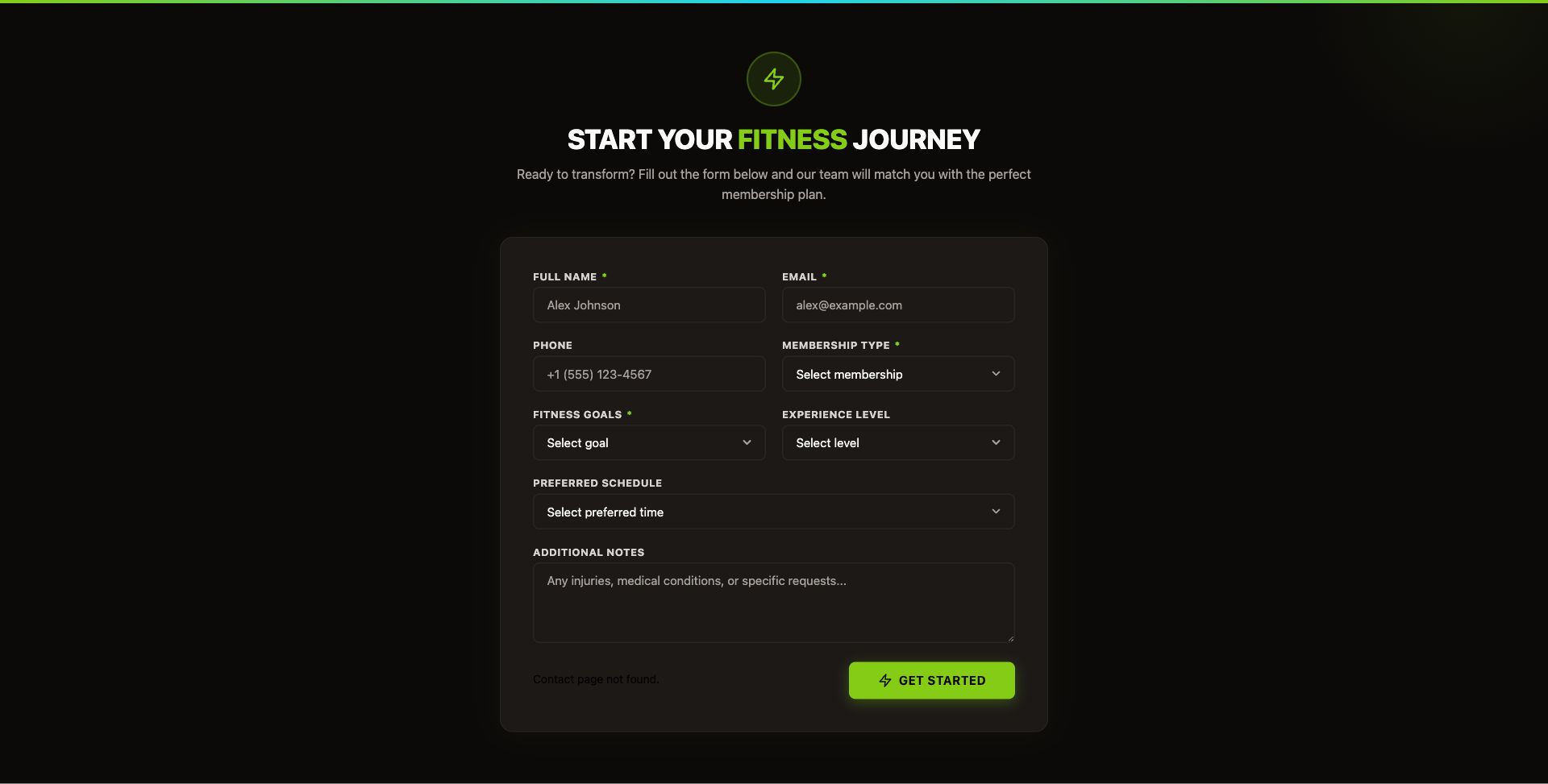 Fitness & Gym Membership Form Template