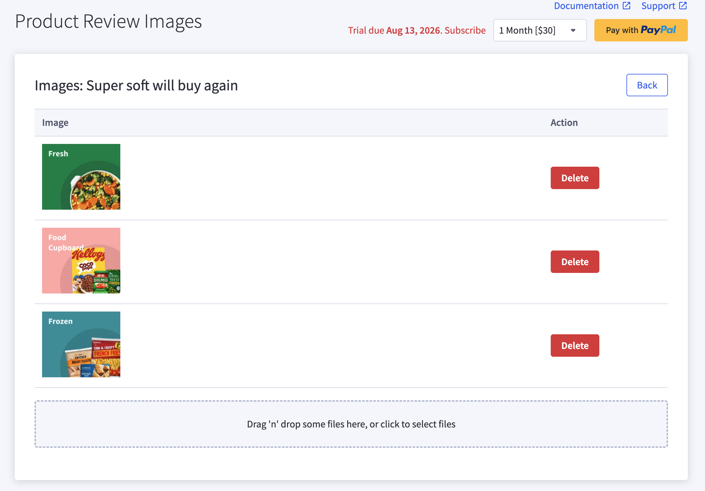 Image management panel - upload and manage review photos