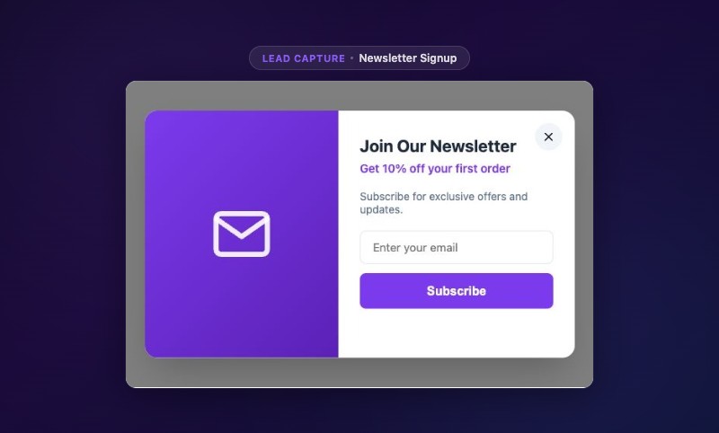 Newsletter Signup Popup - clean modal with email capture form