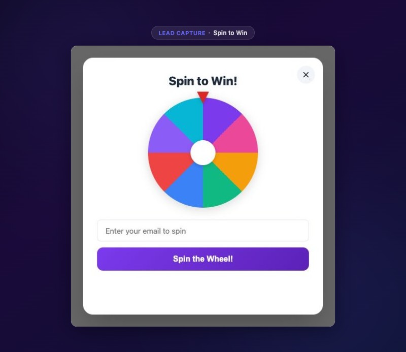 Spin to Win Popup - interactive gamified discount wheel
