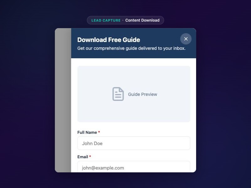 Content Download Popup - slide-in with lead magnet offer