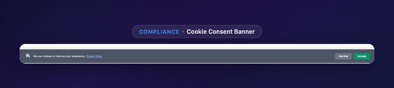 Cookie Consent Banner - GDPR-compliant bottom bar with accept and decline buttons