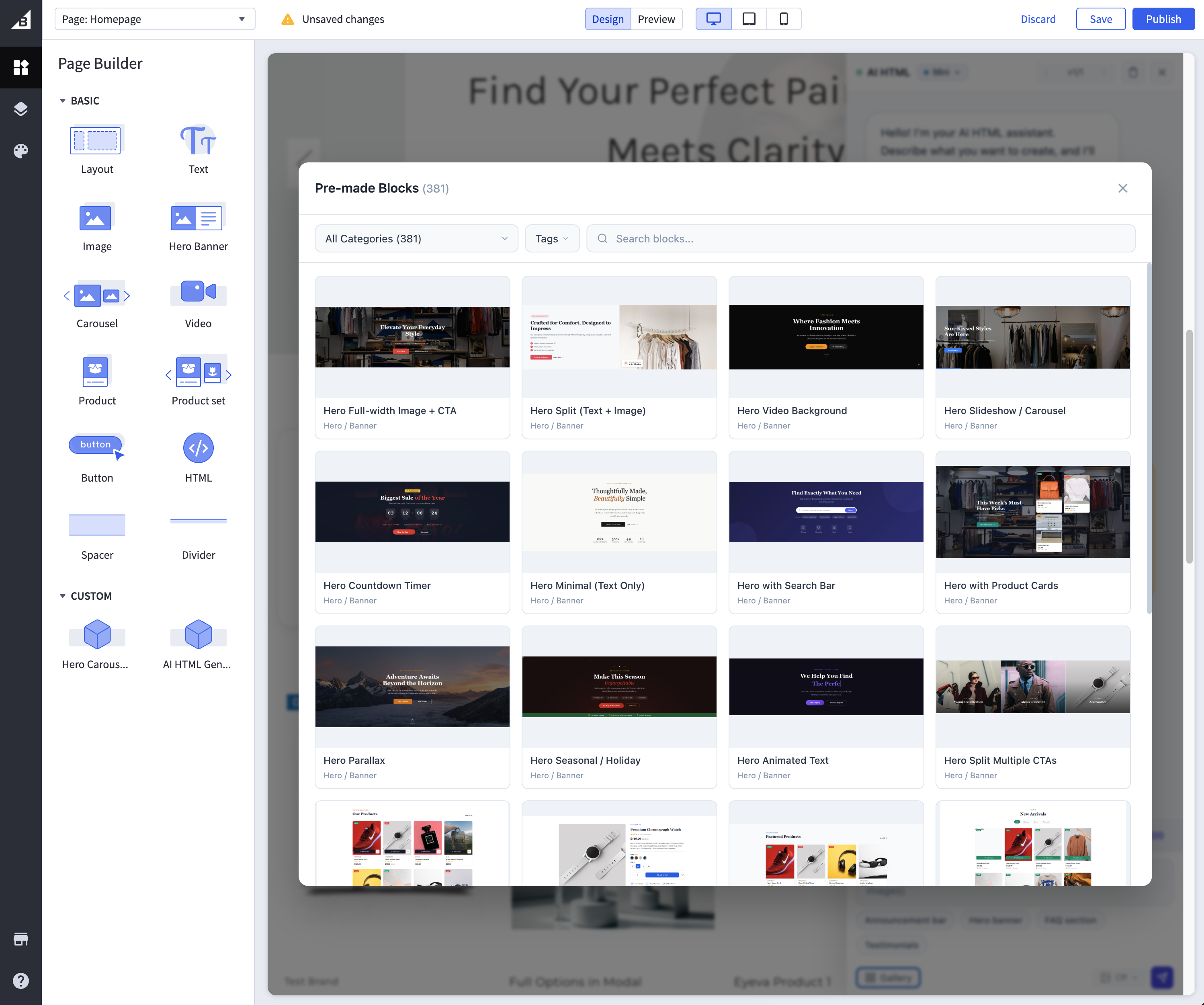 Template Gallery — Browse 300+ ready-to-use blocks in BigCommerce Page Builder
