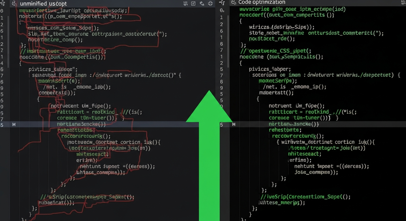 Code editor showing JavaScript bundle optimization for a BigCommerce store