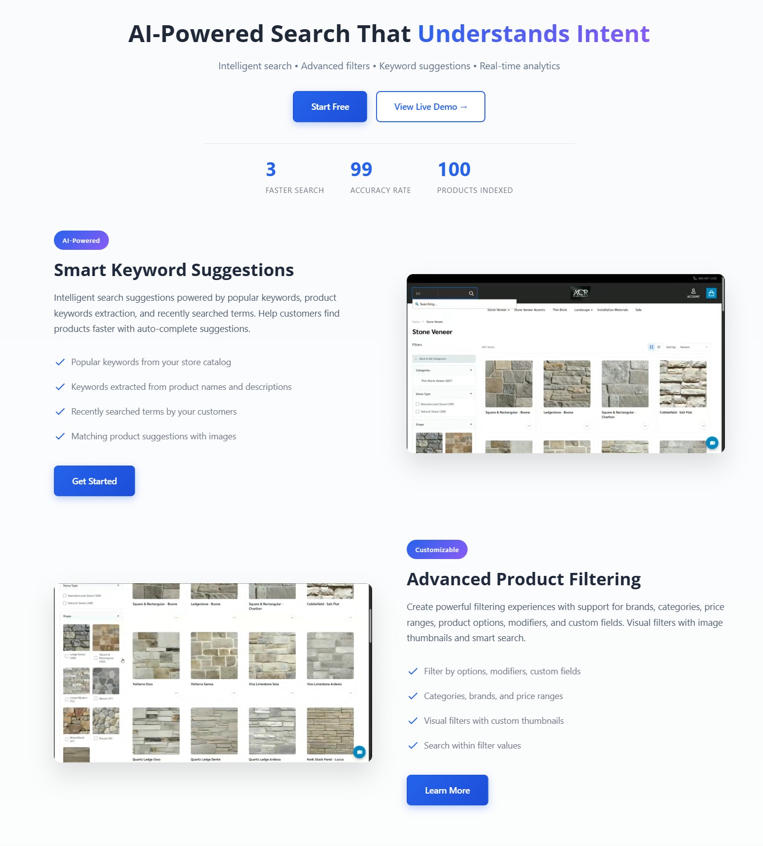 PapaSearch AI-powered search interface showing instant results on a BigCommerce store