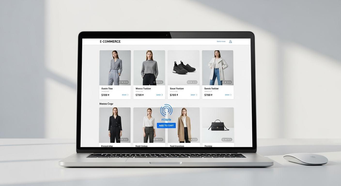 Interactive product showcase with micro-animations showing hover effects and smooth transitions on an ecommerce store