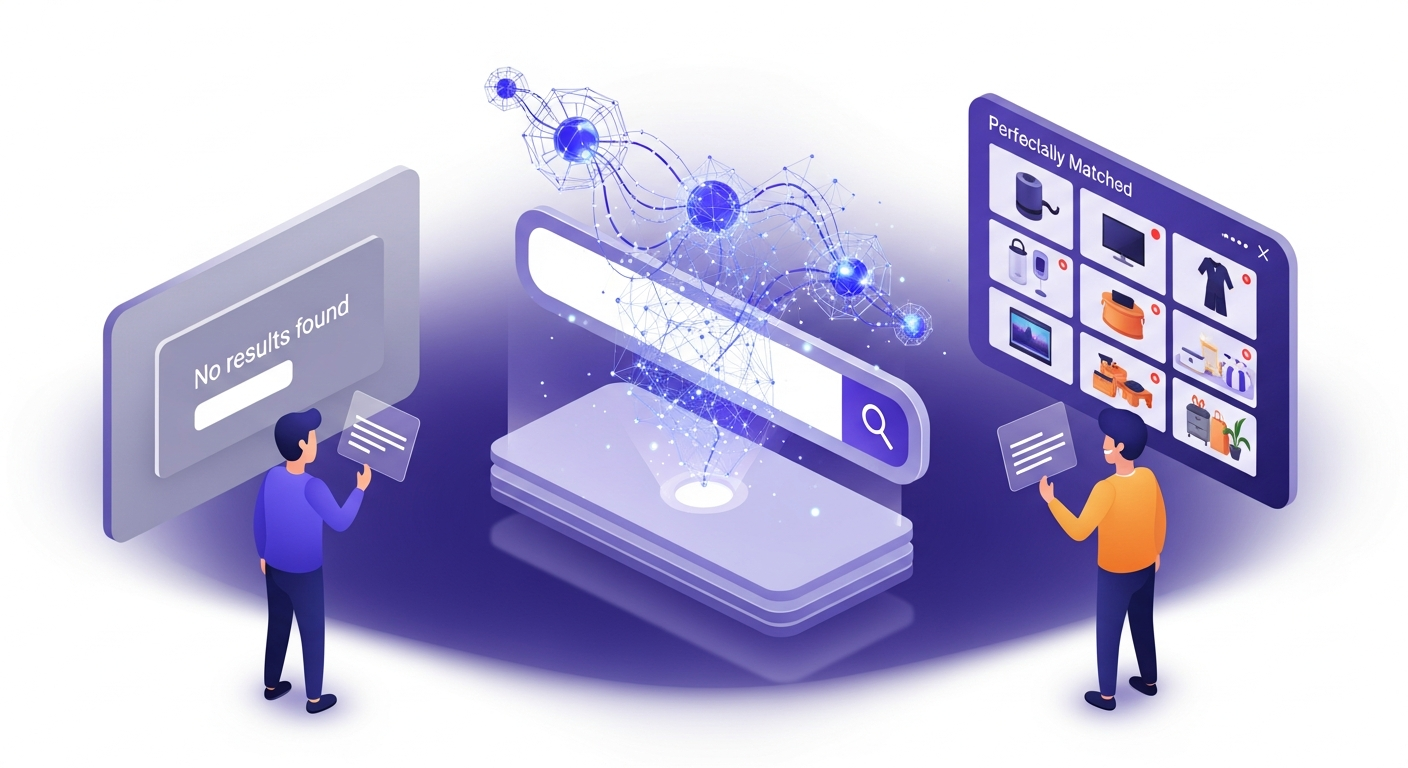 AI-powered search bar showing intelligent product autocomplete on an ecommerce store