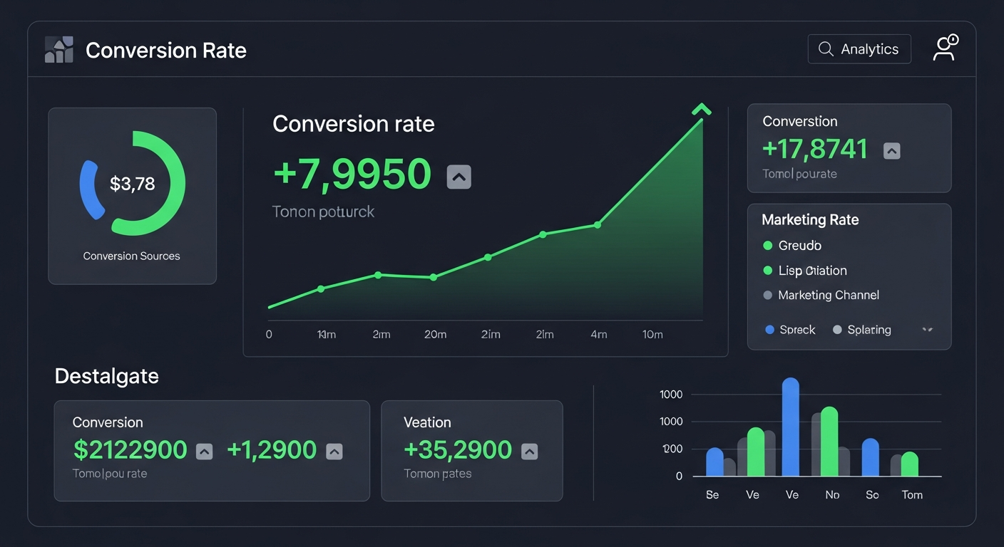 Conversion analytics dashboard showing upward trending metrics