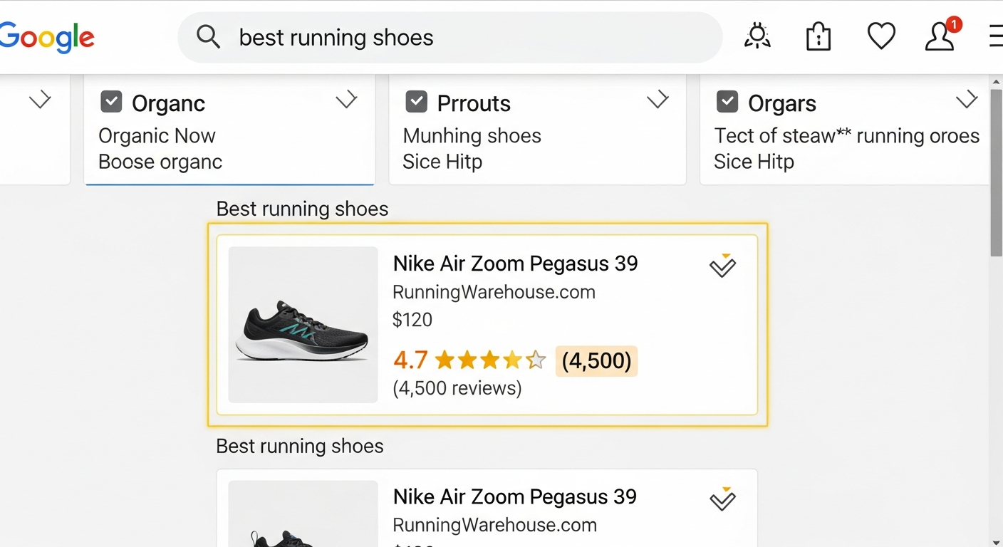 Google search results showing star rating rich snippets for ecommerce products