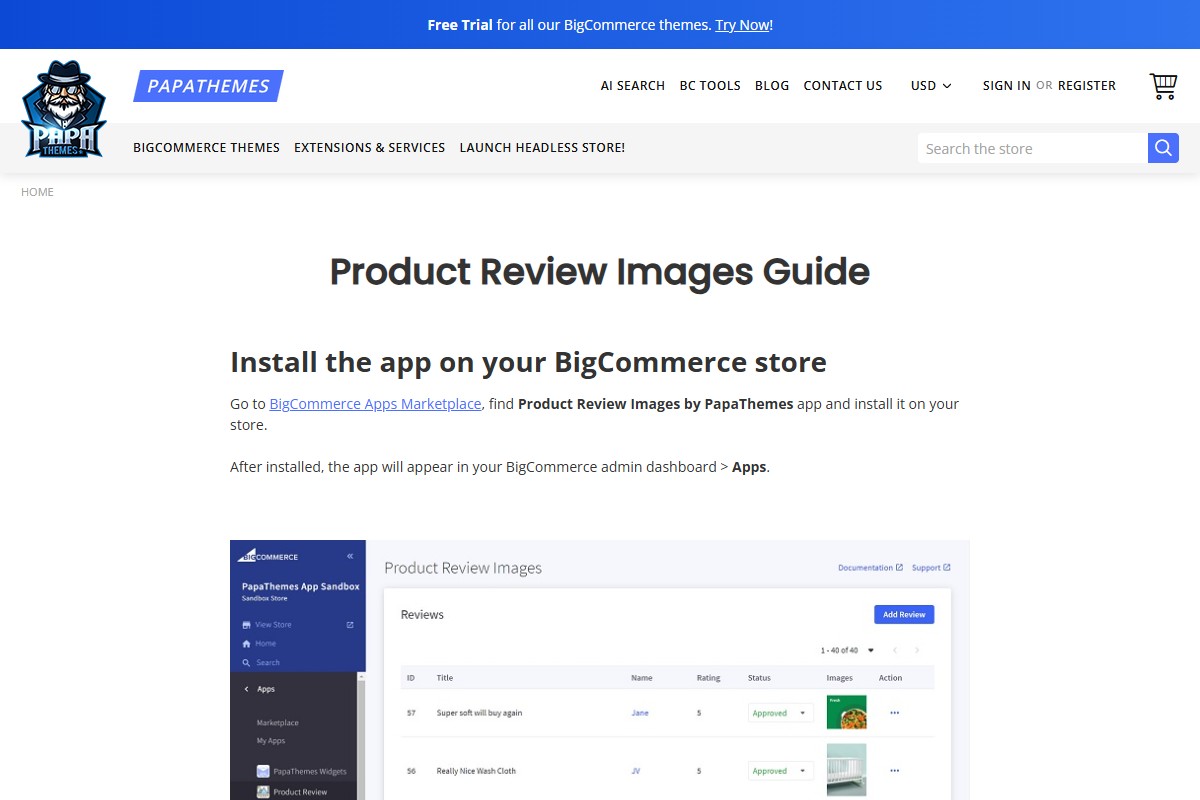 Product Review Images setup guide showing installation steps