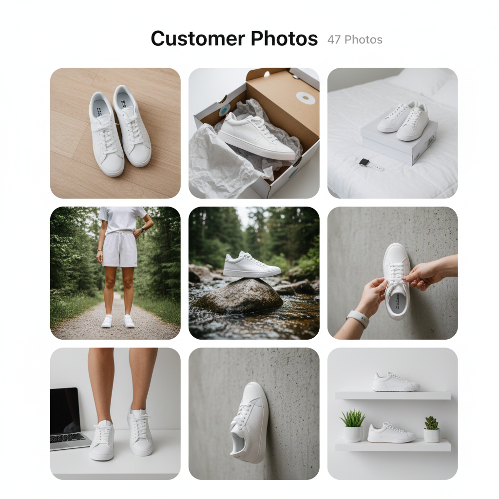 Customer photo gallery showing a grid of product images uploaded by reviewers