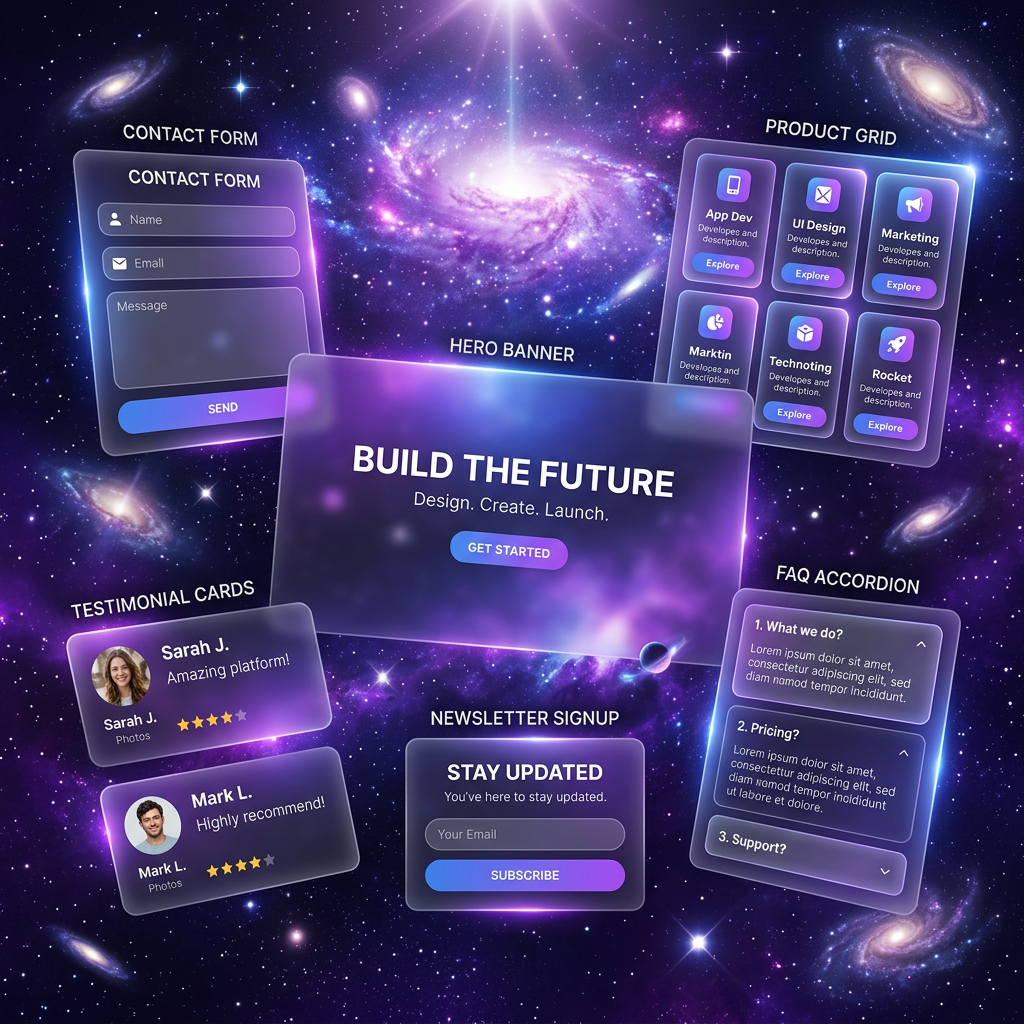 Multiple AI-generated website sections