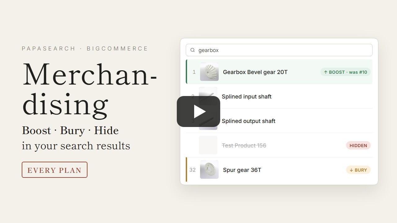 Watch the video: Merchandising for BigCommerce, boost, bury or hide products