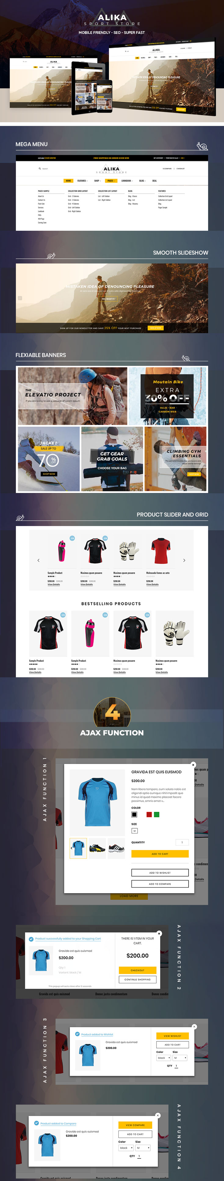 Why is Alika a best choice Shopify theme for store selling outdoor sport gear, hiking clothes and equipment?