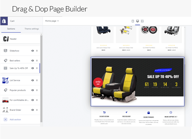 Section Drag & Drop Page Builder